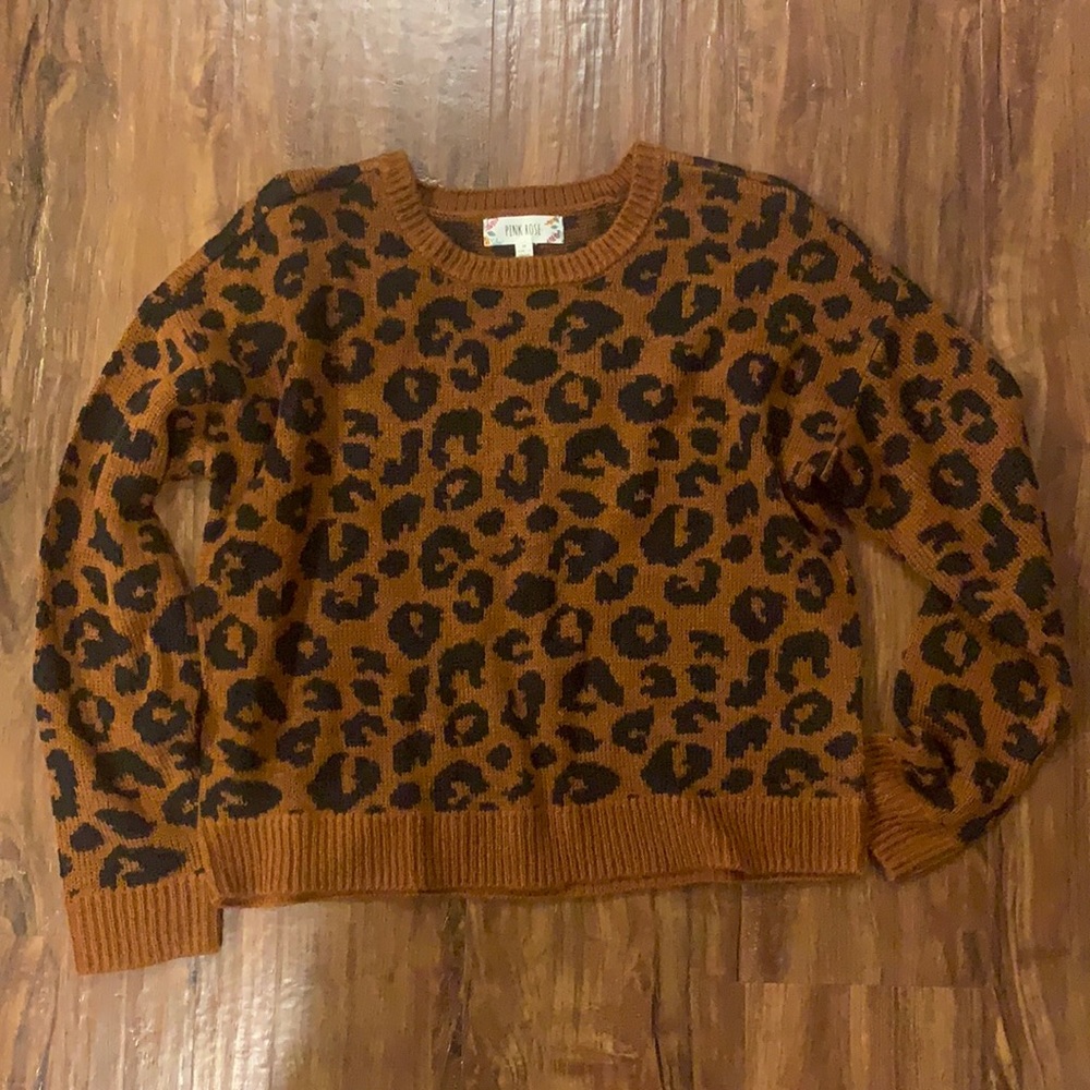 pink rose leopard sweater :: anthropologie